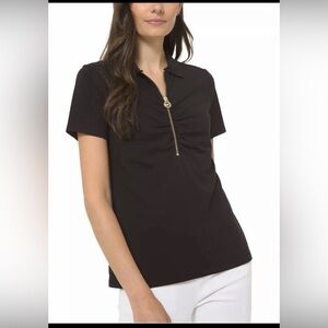 Michael Kors Women’s Black Zip Polo Shirt Size Medium